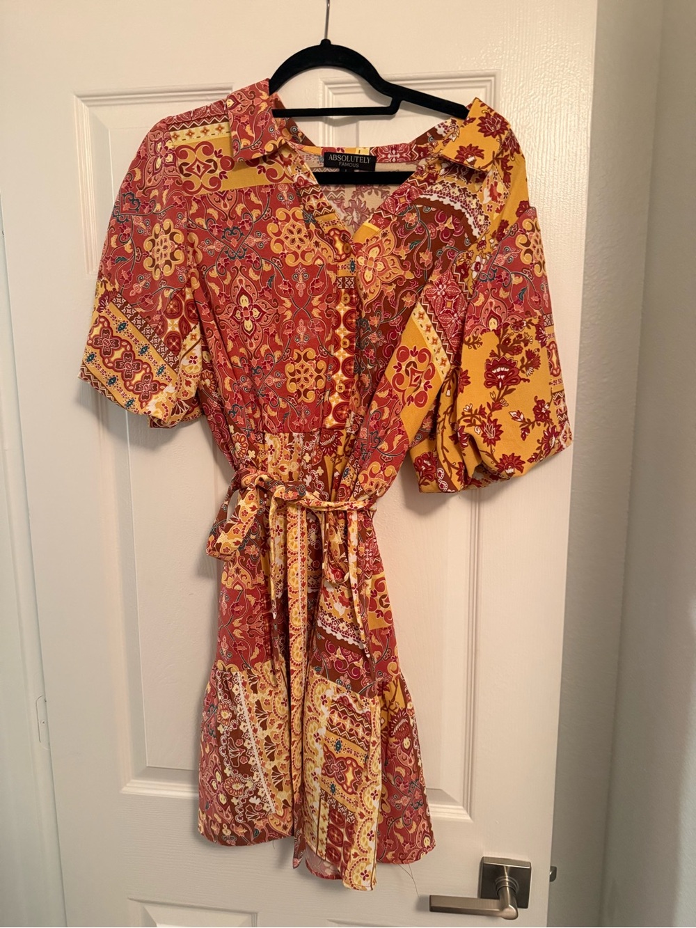 Absolutely Famous Floral Dress in Rust and Mustard
